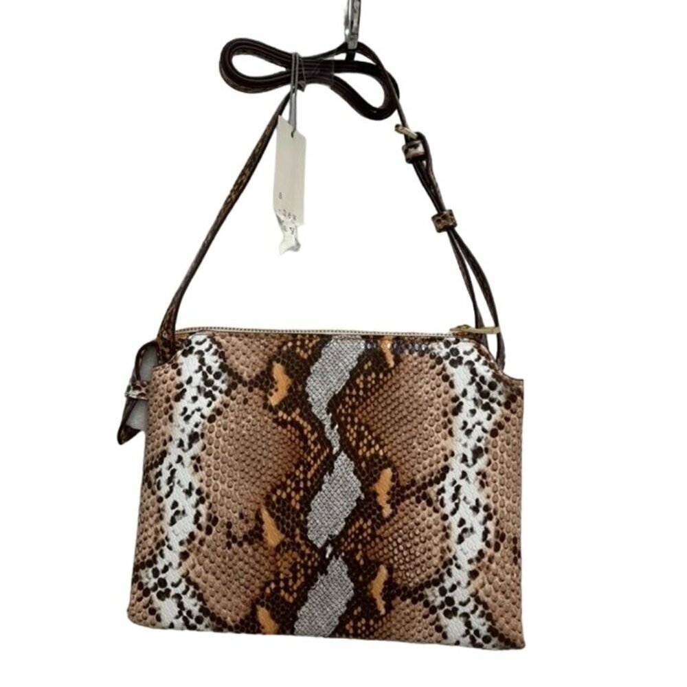 A New Day Faux Snakeskin Crossbody/Clutch Bag Adjustable Strap & Zip Closure - Picture 3 of 11